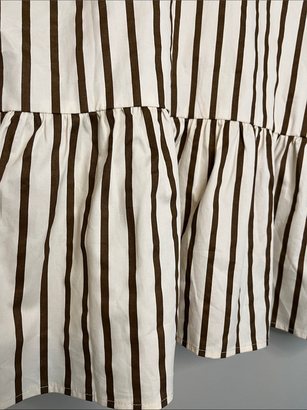 NWT Cottagecore Bow Tie Front Striped Flutter Sleeve Top - Brown & White - Picture 8 of 10